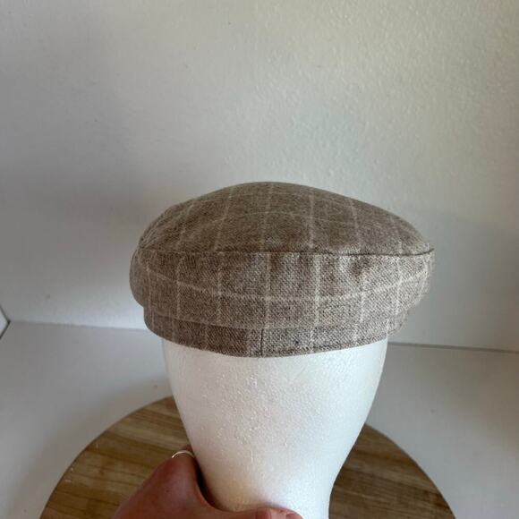Gigi Pip James Felt Plaid Leather Band Newsboy Hat Cap Size Medium - Picture 6 of 10